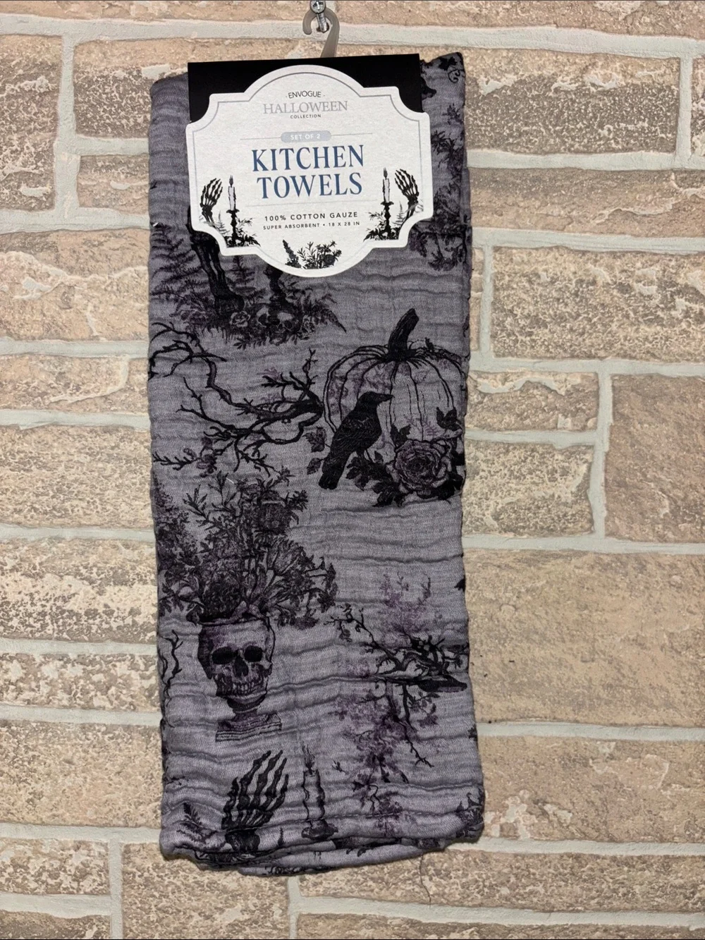 Envogue Halloween Kitchen Towel in Gray and Black